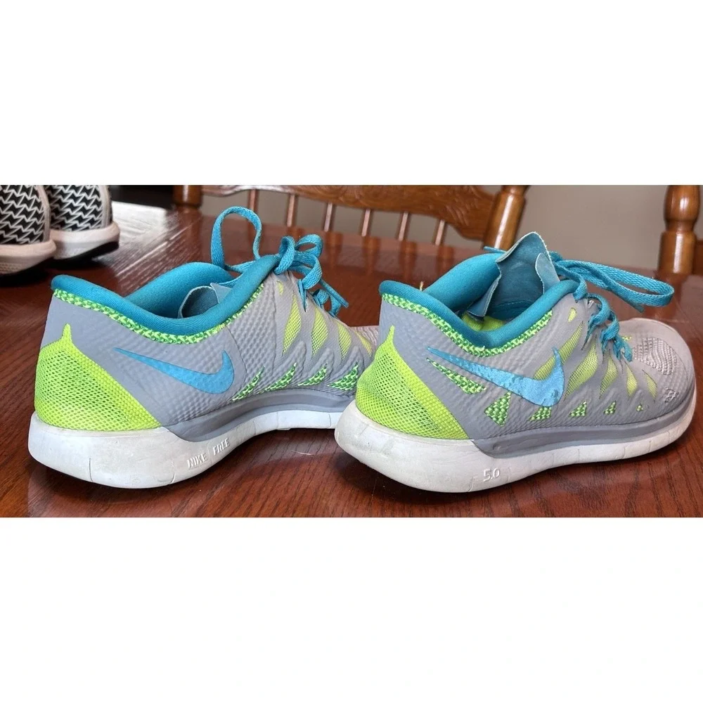 Nike Youth Free Run 5.0 Running Shoes Gray/Teal Size 7Y‎ 644446-003